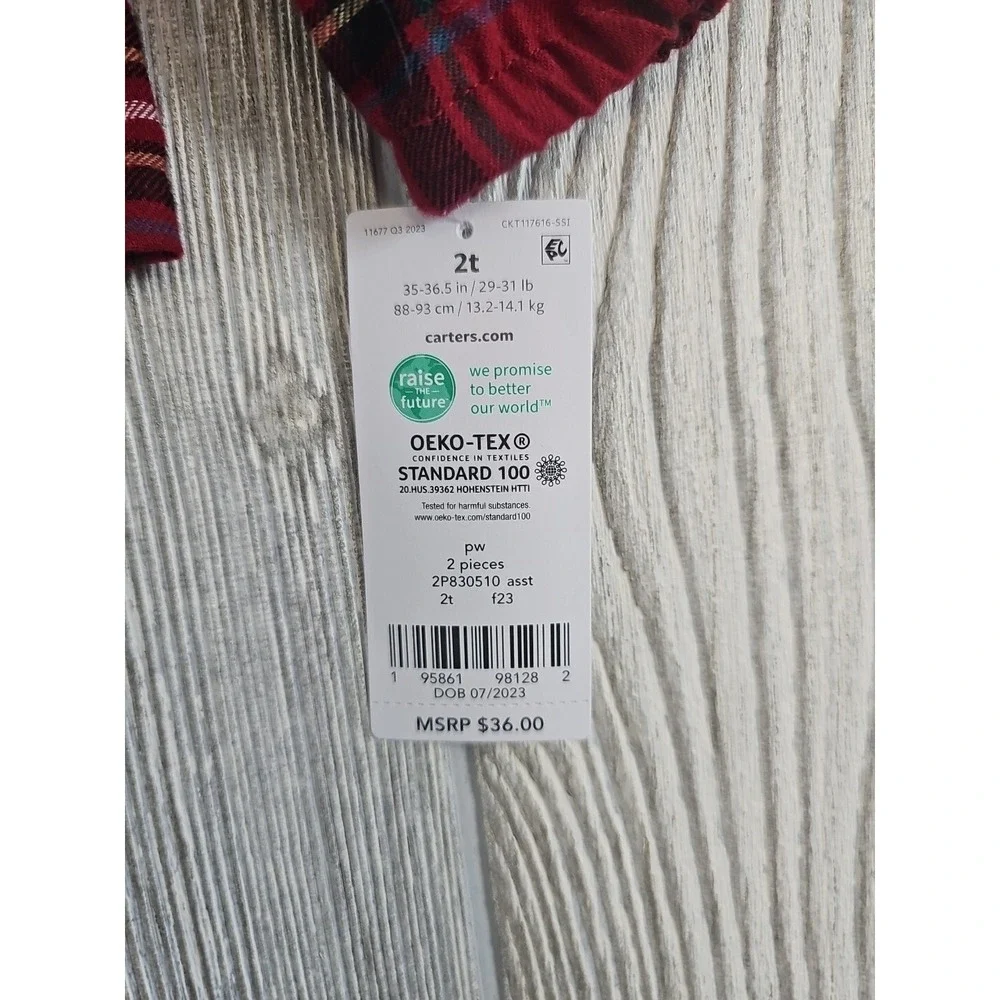 🎄 Carter's Toddler Christmas Holiday Plaid Top & Leggings Set 2T NWT‎